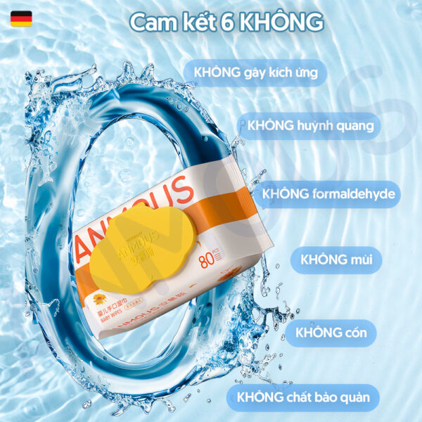 Khăn ướt Anmous thảo dược chống hăm, giảm viêm, dịu da - Vệ sinh hàng ngày, da nhạy cảm (80 tờ)