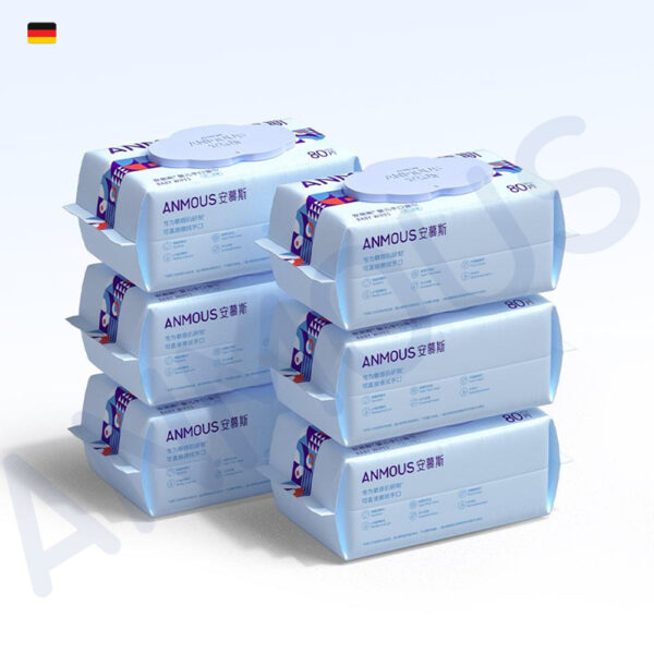 Khăn ướt cao cấp Anmous Squalane dưỡng ẩm sâu - Dày mềm vượt trội, hỗ trợ chăm sóc da khô (80 tờ)