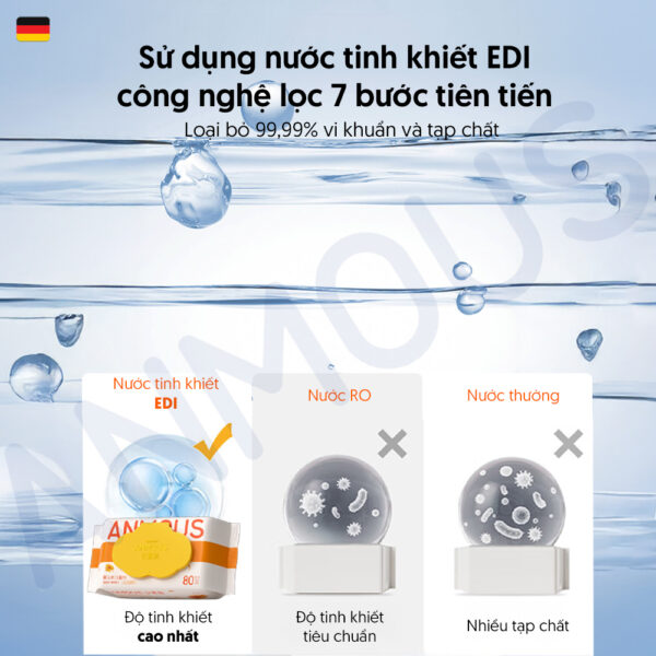 Khăn ướt Anmous thảo dược chống hăm, giảm viêm, dịu da - Vệ sinh hàng ngày, da nhạy cảm (80 tờ)