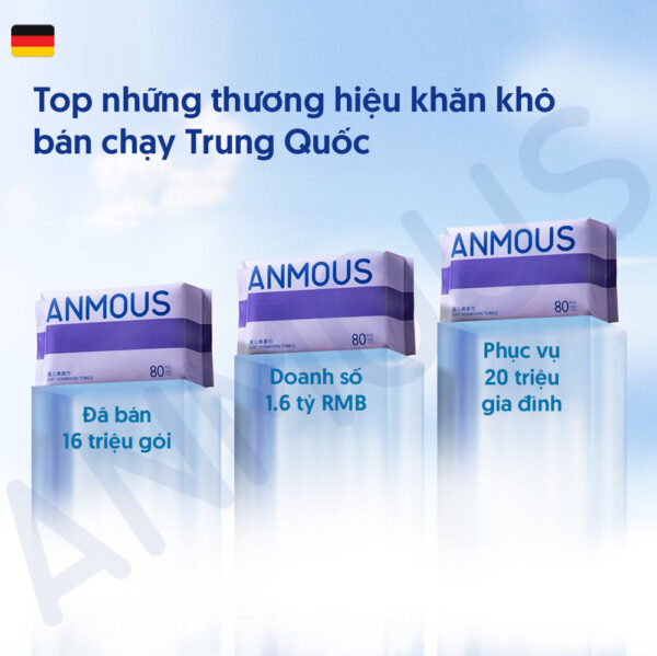 Khăn khô Anmous đa năng kháng khuẩn, bền dai, không xơ - An toàn cho cả gia đình (80 tờ)