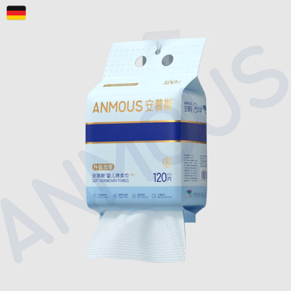 Khăn khô cao cấp Anmous Pro dạng rút treo tường, vân ngọc trai, dày mềm mịn, cho da nhạy cảm và trẻ nhỏ (120 tờ)