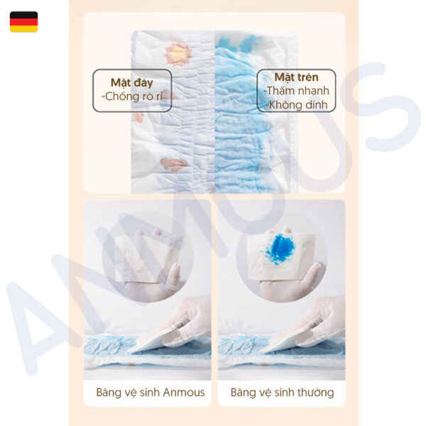 Băng vệ sinh dạng quần Anmous siêu mỏng, siêu thấm, bổ sung lợi khuẩn cân bằng hệ vi sinh vùng kín, Size 40 - 85kg (10 miếng)