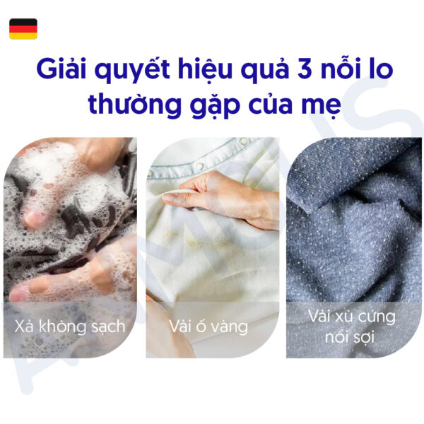 Nước giặt Anmous trẻ em Enzyme hoạt tính, khử mùi hôi sữa, sạch sâu, ít bọt - Làm sạch an toàn (1,2kg + 1,3kg)