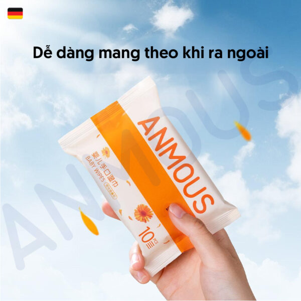 Khăn ướt Anmous thảo dược chống hăm, giảm viêm, dịu da - Vệ sinh hàng ngày, da nhạy cảm (10 tờ)