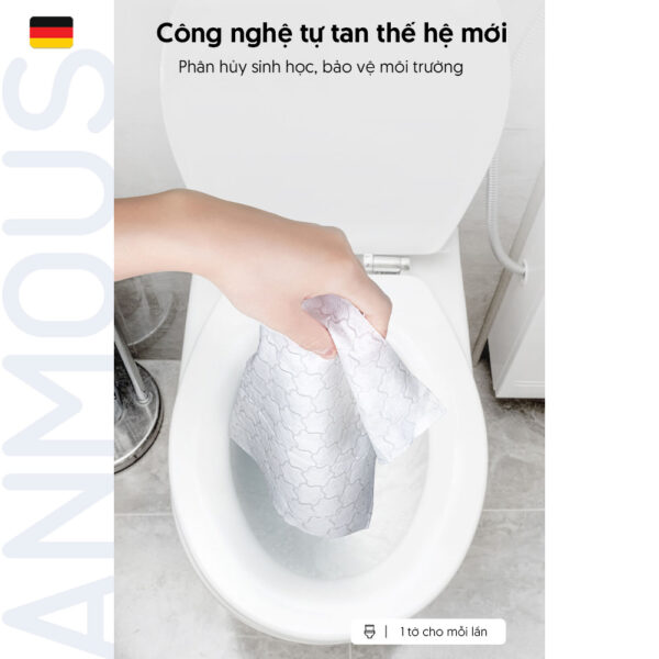 Giấy vệ sinh ướt Anmous tự tan dạng rút treo tường - Bổ sung lợi khuẩn, kháng khuẩn an toàn cho vùng kín và da nhạy cảm (80 tờ)