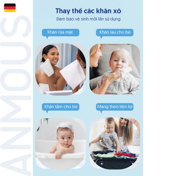 Khăn khô cao cấp Anmous Pro dạng rút treo tường, vân ngọc trai, dày mềm mịn, cho da nhạy cảm và trẻ nhỏ (120 tờ)
