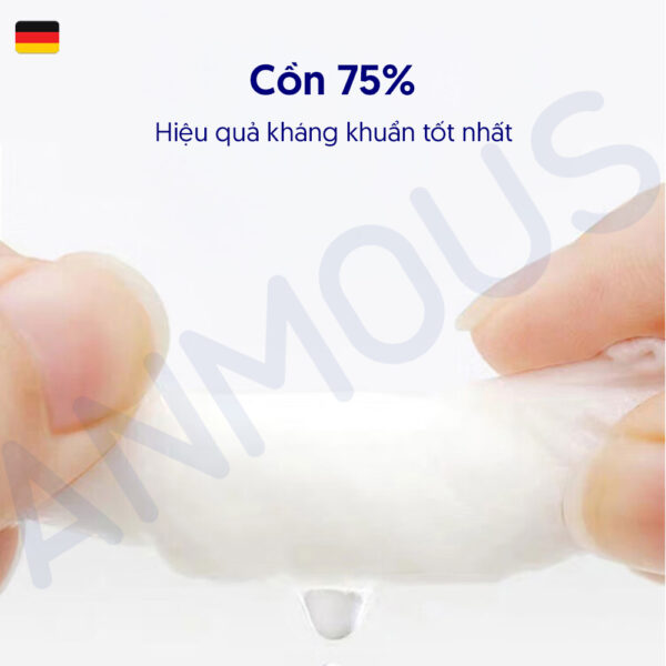 Khăn ướt khử trùng Anmous cồn 75% vệ sinh, diệt khuẩn, mềm mại thân thiện với da (50 tờ)