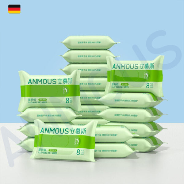 Giấy vệ sinh ướt Anmous tự tan, kháng khuẩn vượt trội - An toàn cho vùng kín, da nhạy cảm (8 tờ)