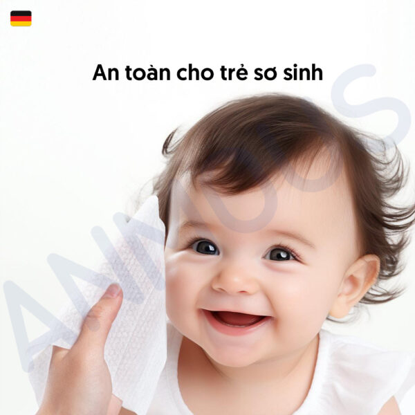 Khăn ướt Anmous nước biển Châu Âu tươi mát, khử mùi nhẹ - Vệ sinh tay, miệng, mông cho bé (8 tờ)
