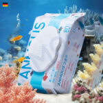 Khăn ướt Anmous nước biển Châu Âu tươi mát, khử mùi nhẹ - Vệ sinh tay, miệng, mông cho bé (80 tờ)