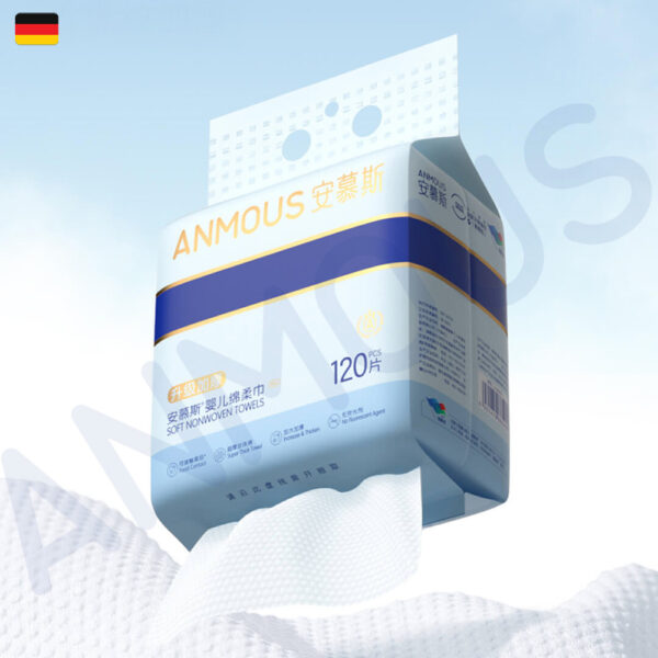 Khăn khô cao cấp Anmous Pro dạng rút treo tường, vân ngọc trai, dày mềm mịn, cho da nhạy cảm và trẻ nhỏ (120 tờ)