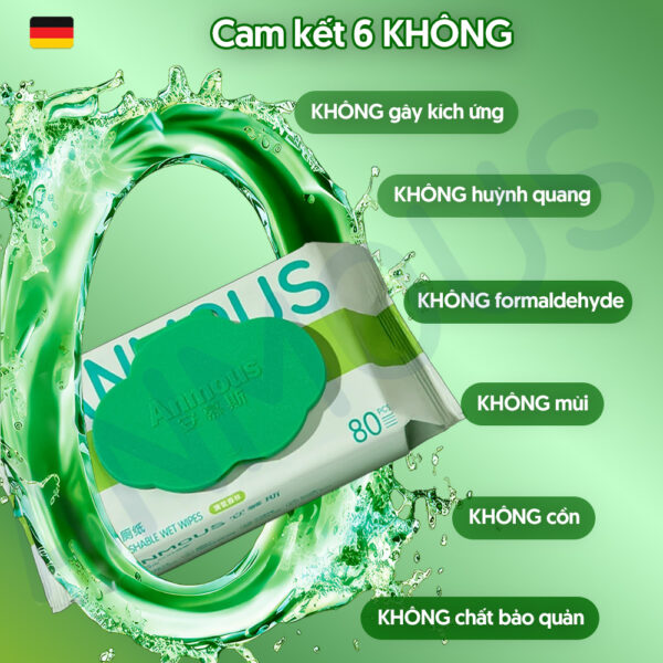 Giấy vệ sinh ướt Anmous tự tan, kháng khuẩn vượt trội - An toàn cho vùng kín, da nhạy cảm (80 tờ)