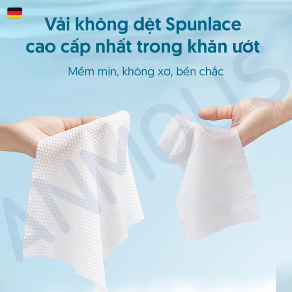 Khăn ướt Anmous nước biển Châu Âu tươi mát, khử mùi nhẹ - Vệ sinh tay, miệng, mông cho bé (8 tờ)