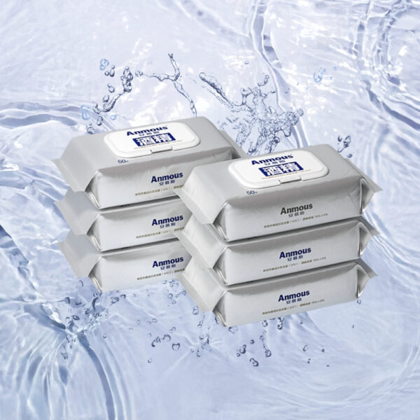 Khăn ướt khử trùng Anmous cồn 75% vệ sinh, diệt khuẩn, mềm mại thân thiện với da (50 tờ)