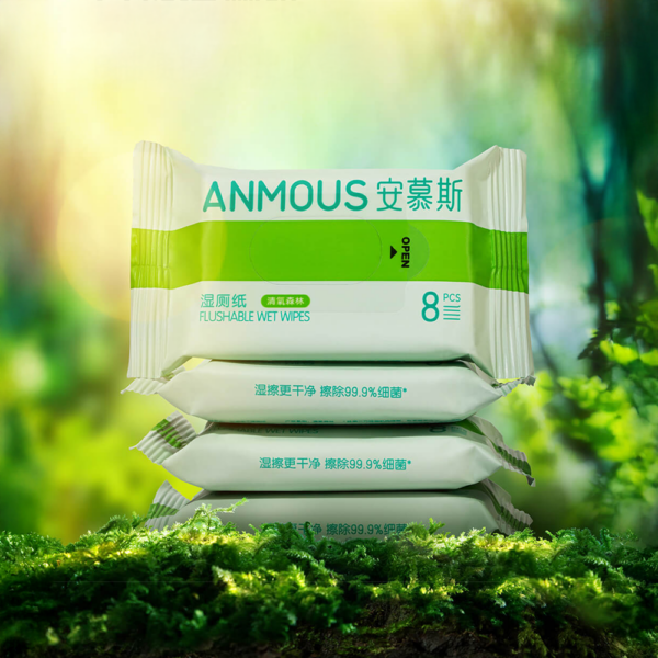 Giấy vệ sinh ướt Anmous tự tan, kháng khuẩn vượt trội - An toàn cho vùng kín, da nhạy cảm (8 tờ)