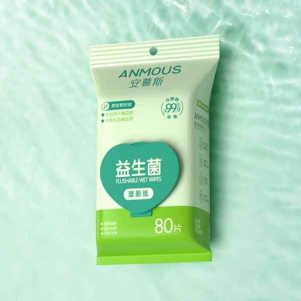 Giấy vệ sinh ướt Anmous tự tan dạng rút treo tường - Bổ sung lợi khuẩn, kháng khuẩn an toàn cho vùng kín và da nhạy cảm (80 tờ)