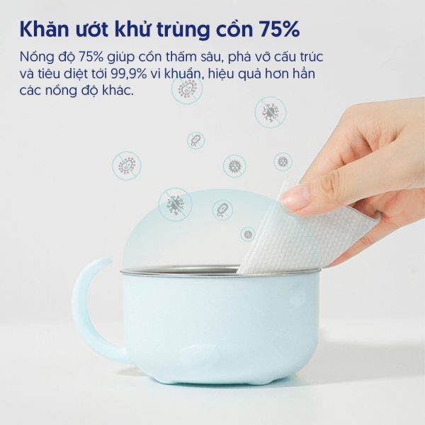 Khăn ướt khử trùng Anmous cồn 75% vệ sinh, diệt khuẩn, mềm mại thân thiện với da (Hộp 36 tờ lẻ)