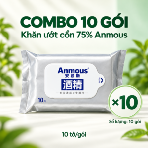 Combo khăn ướt cồn Anmous, ảnh minh họa loại khăn cần kiểm tra công dụng