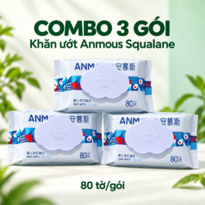 Ba gói khăn ướt Anmous Squalane, hình minh họa bao bì